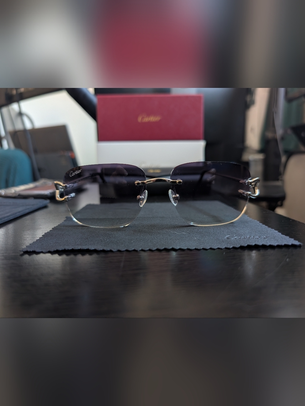 Cartier Style Rimless Sunglasses - Picture 3 of 5
